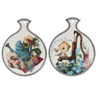 Sottopentola ceramica fiori bianco tondo 2 assortiti cm18,7x15h0,6