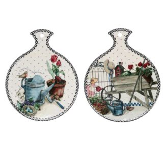 Sottopentola ceramica giardino bianco tondo 2 assortiti cm18,7x15h0,6