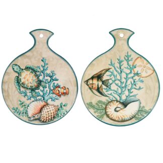 Sottopentola ceramica conchiglie beige tondo 2 assortiti cm18,7x15h0,6