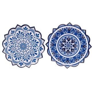 Sottopentola ceramica mandala blu tondo2 assortiti cm ø20h0,6