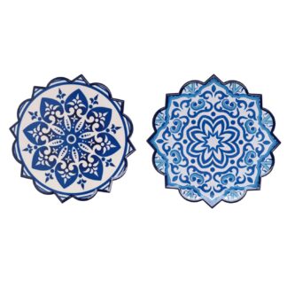 Sottopentola ceramica mandala blu tondo2 assortiti cm ø20h0,6
