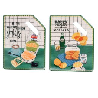 Sottopentola ceramica aperitivo bianco rettangolare 2 assortiti cm18x23h0,3