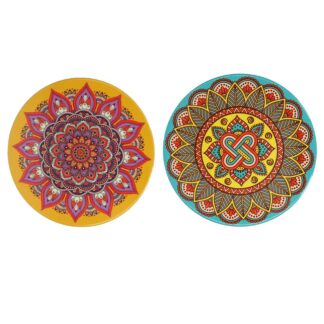 Sottopentola ceramica mandala giallo tondo 2 assortiti cm ø18h0,6