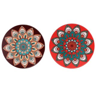 Sottopentola ceramica mandala rosso tondo2 assortiti cm ø18h0,6