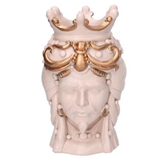 Portavaso resina busto re oro cm14x14,5h26