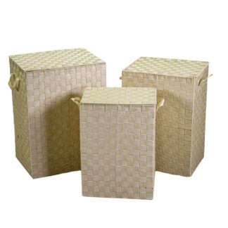 Cestone poliestere crema foderato 1-3 rettangolare cm40x30x55