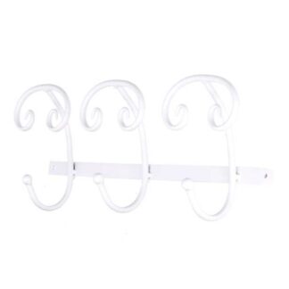 Attaccapanni a muro metallo bianco 3 posti cm50x7,5h17