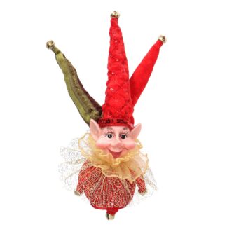 Addobbo elfo tessuto rosso e oro cmø14h25