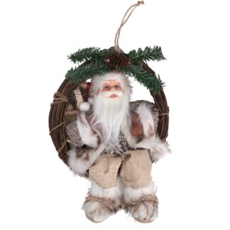 Babbo natale tessuto su ghirlanda marrone cmh32/49