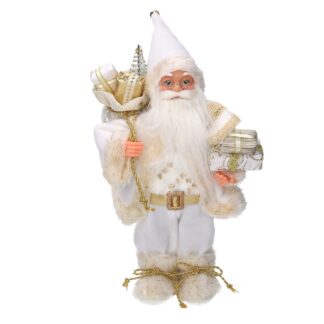Babbo natale tessuto bianco e oro cmh45