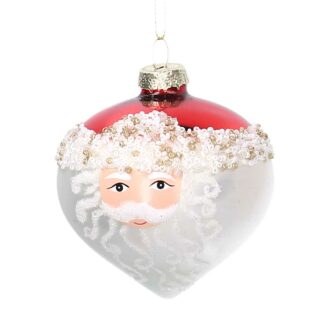 Sfera vetro rosso e bianco babbo natalecm ø8h8