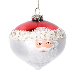 Sfera vetro rosso e bianco babbo natalecm ø10h10