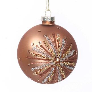 Sfera vetro rame con perline cm ø8h8