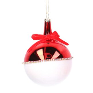 Sfera vetro rosso e bianco cm ø8h11