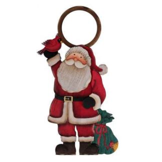 Segnaporta legno Babbo Natale rosso cm16x2h23/30