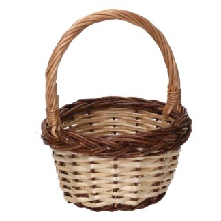 Cestino vimini naturale e noce tondo bicolore cm ø13h8/17