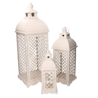 Lanterna metallo 1-3 crema quadra cm24x24h74