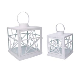 Lanterna metallo 1-2 bianca quadra cm26x26h30/40