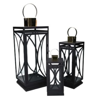 Lanterna metallo 1-3 nero quadra cm21x21h55,5/67