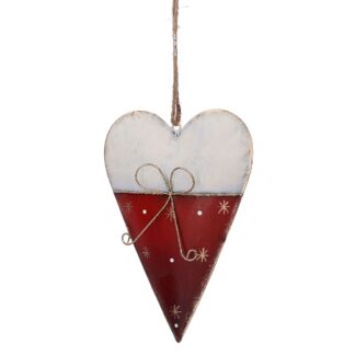 Cuore metallo bianco e rosso cm10x2,3x14,5