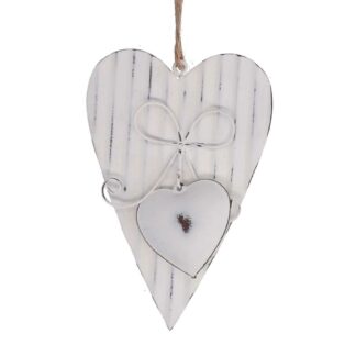 Cuore metallo bianco cm7,2x1,3x11