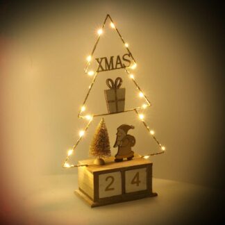 Calendario legno albero oro con led cm18x7,5h31