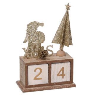 Calendario legno babbo natale oro cm11x5,8h17