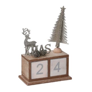 Calendario legno renna argento cm11x5,8h17