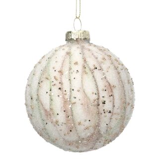 Sfera vetro perline bianco cm ø8h8