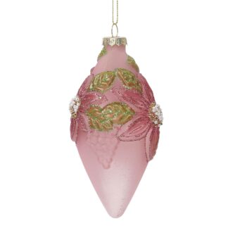 Sfera vetro goccia stella di natale fucsia cm ø6,5h13,5