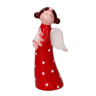 Angelo ceramica pois bianco e rosso cm7,3x6,3h19