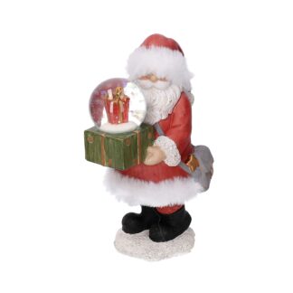 Palla di vetro babbo natale resina rosso cm12x9h18