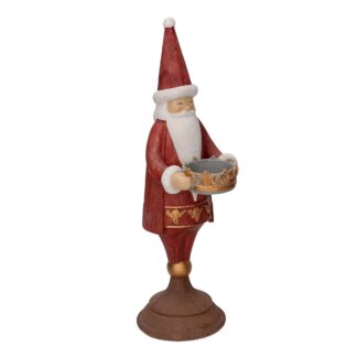 Babbo natale resina portacandele rosso cm11x15h37,5