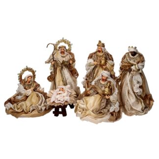 Presepe tessuto oro con re magi cmh35,5