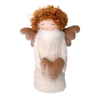 Angelo tessuto bianco con cuore cm25x14h38