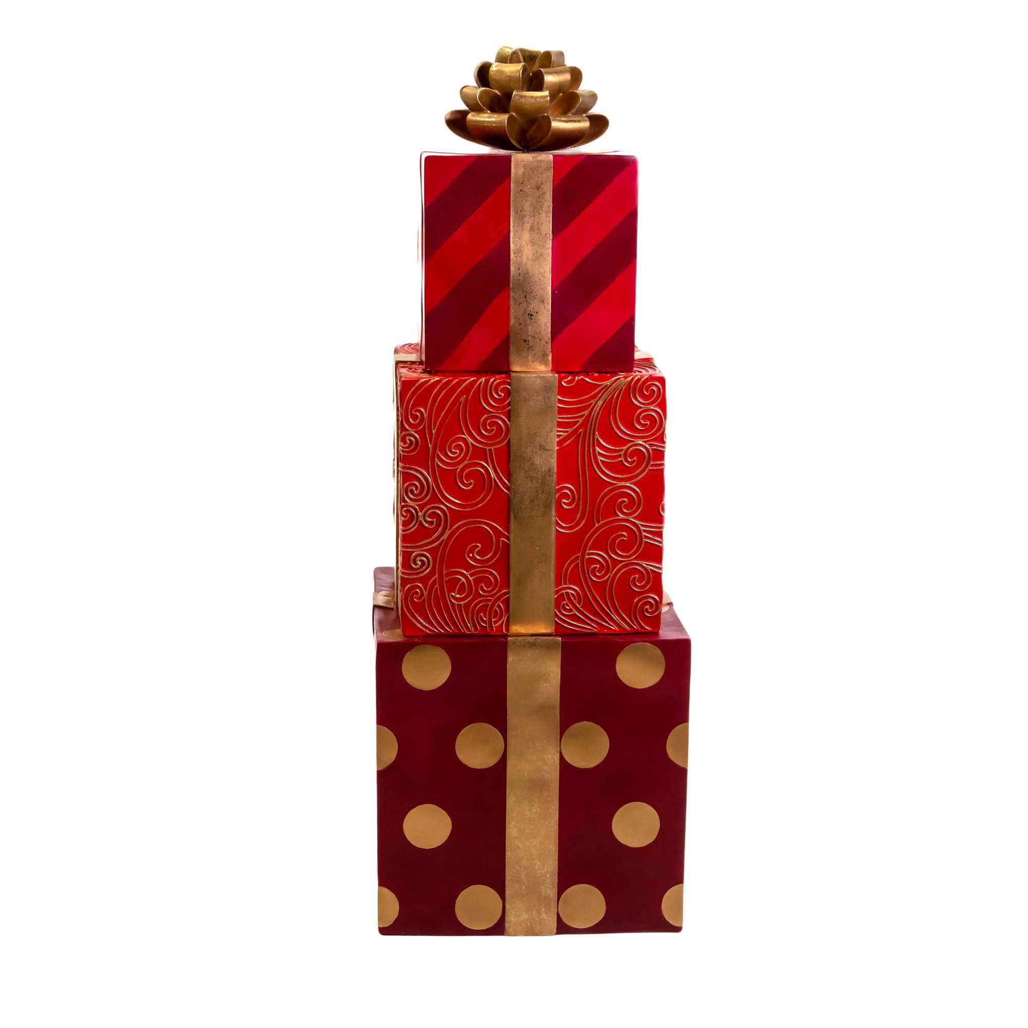 Pacco regalo resina trio oro e rosso cm47x47h129 - immagine 2