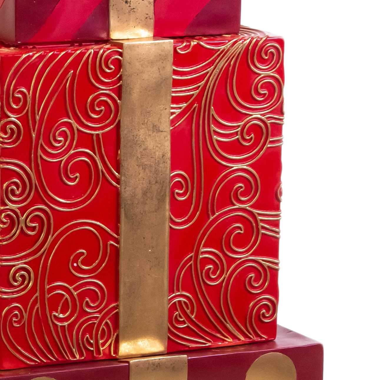 Pacco regalo resina trio oro e rosso cm47x47h129 - immagine 5