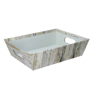 Cesta cartone effetto legno grigio rettangolare cm40x30h12