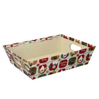 Cesta cartone babbo natale beige rettangolare cm35x26h7