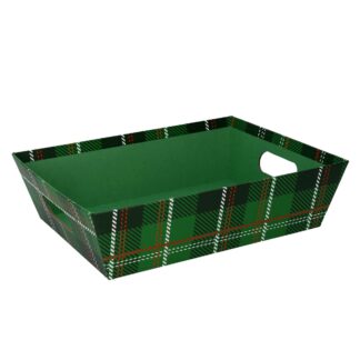 Cesta cartone verde scozzese rettangolare cm29x23h8