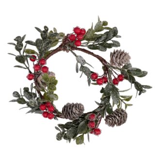 Coroncina verde con pigne cm ø10