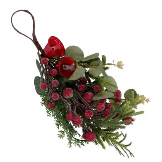 Festone con bacche e campane rosso cm33