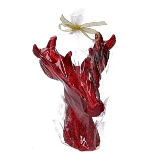 Candela paraffina renna rosso cm14x12h18,5