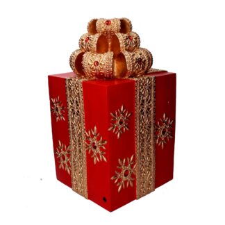 Pacco regalo resina oro e rossocm28x28h50,8