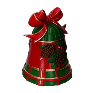 Campana resina pigne rosso e verde con led cm25x24h33