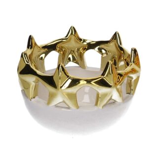 Svuotatasche ceramica stelle bianco e oro tondo cm ø10,1h7,2