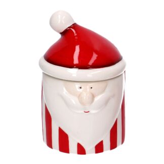 Scatola ceramica babbo natale rosso tondo cm ø9,5h14,5