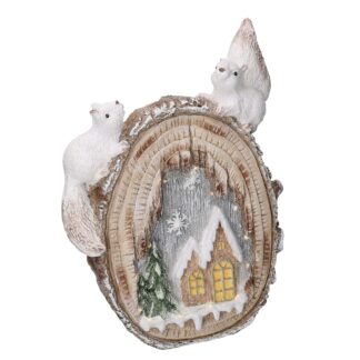 Statua resina tronco con led marrone cm35x13h48,5