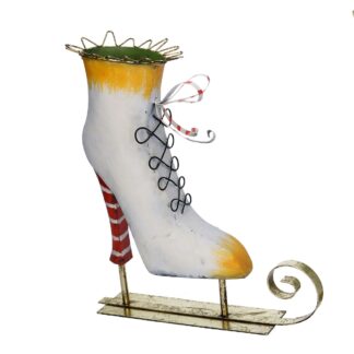 Pattini metallo giallo e bianco cm27,3x10,8h33