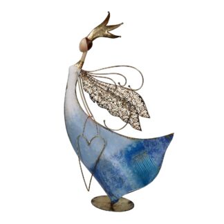 Fatina metallo con cuore blu e oro cm42x10,8h74,3